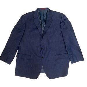 VTG Hart Schaffner Marx 52R Navy Glen Plaid Sport Coat Blazer Mens Made in USA